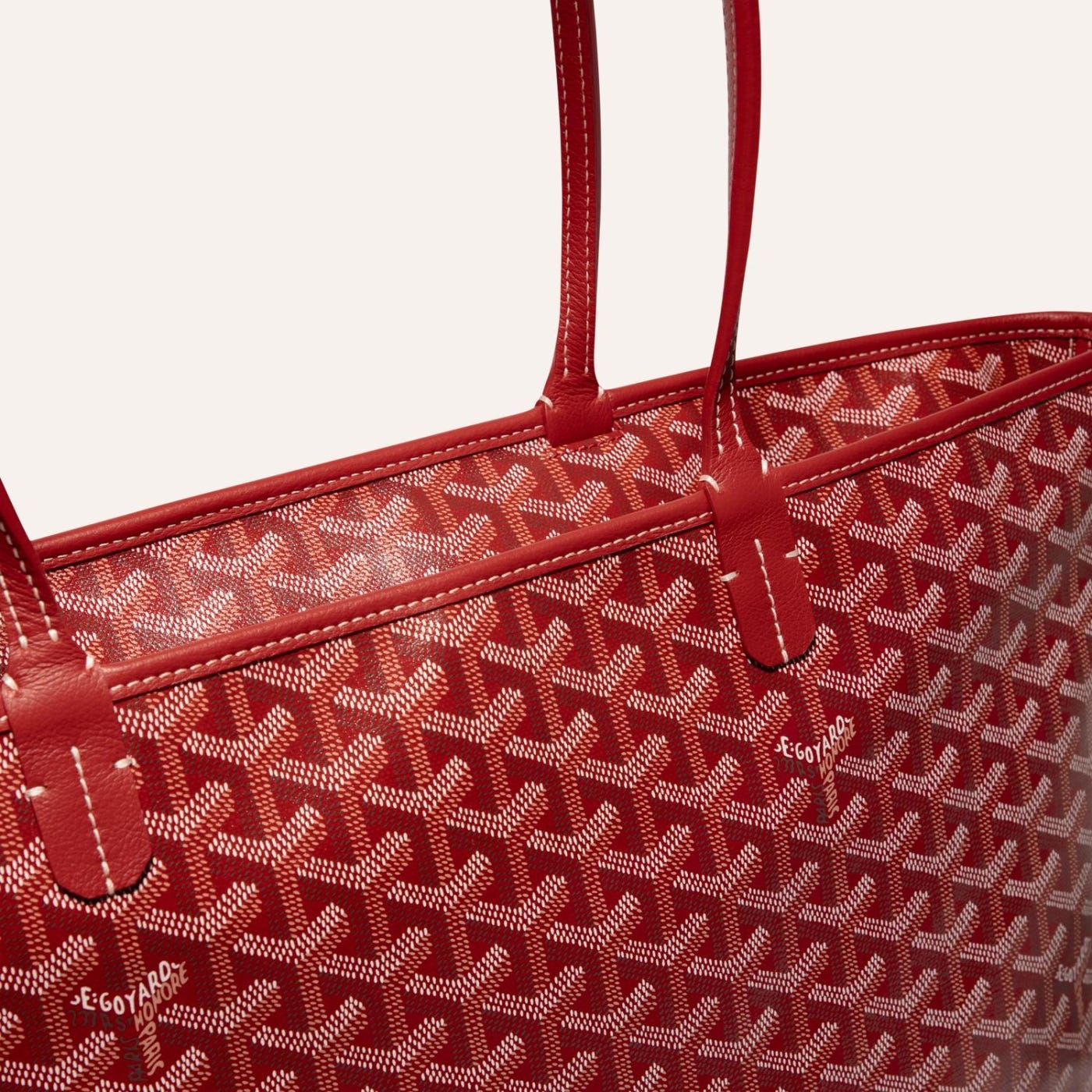 Goyard Artois Tote MM Red Goyardine Canvas & Chevroches Calfskin Palladium Hardware - Image 3